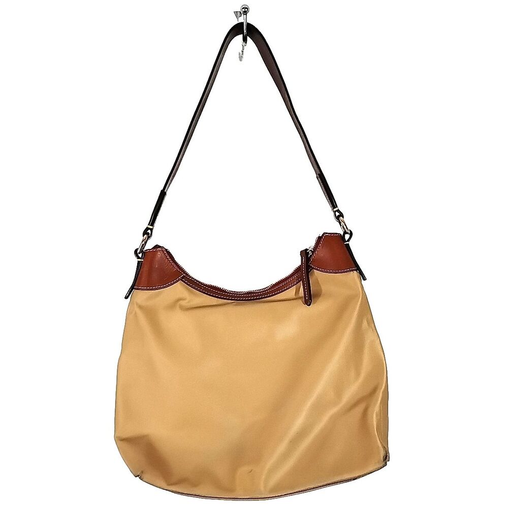 Dooney & Bourke Tan Shoulder Bag Pockets Zip Handbag Purse - Picture 2 of 10